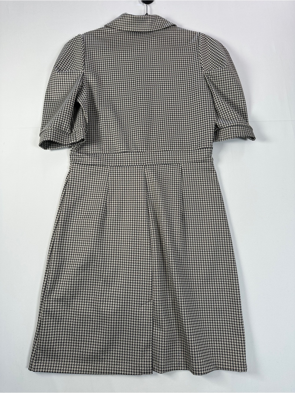 Marigold Houndstooth Puff Sleeve Tailored Mini Dress Cream Black Size L - Picture 9 of 10